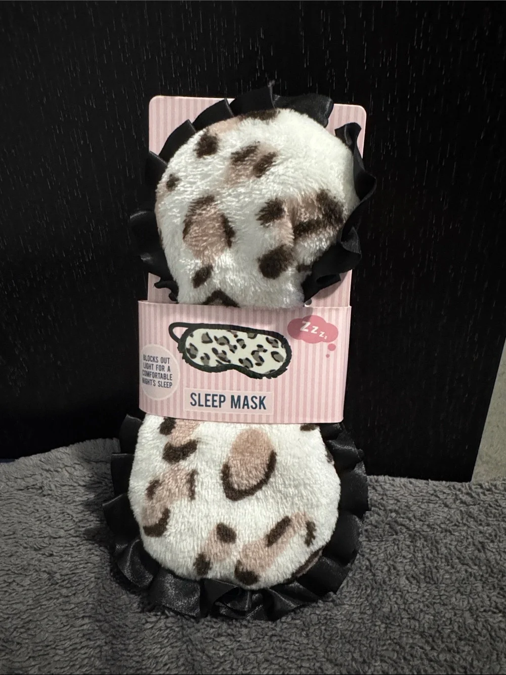 Plush Leopard Print Sleep Mask - Soft Faux Fur Eye Mask